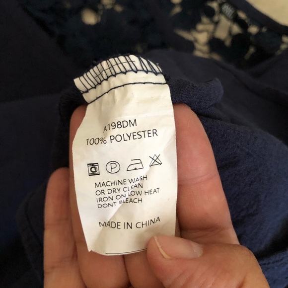 unbranded dark blue flower lace a-line dress labeled 4X see measurements - Picture 9 of 10